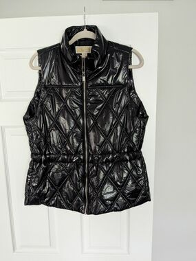 Michael Kors Glossy Black Quilted Puffer Vest